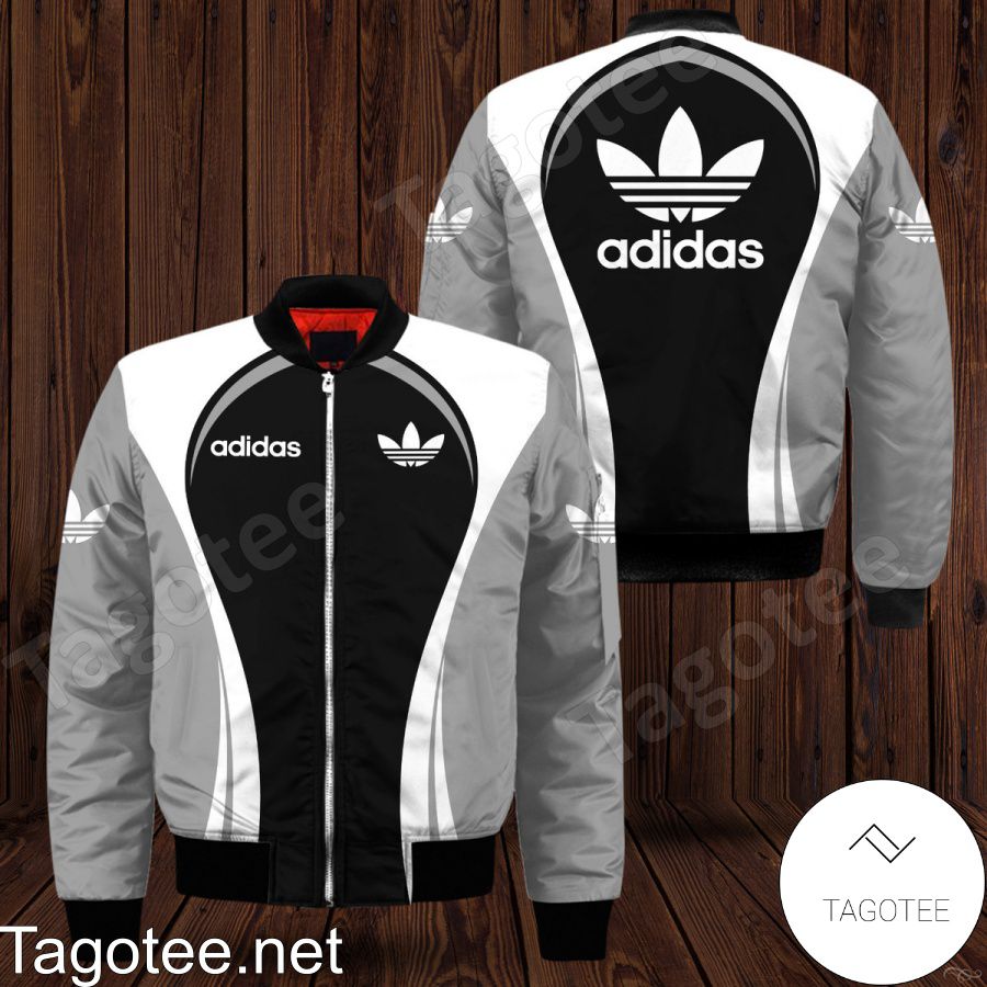 Adidas Impressive Color Scheme Black White Grey Bomber Jacket