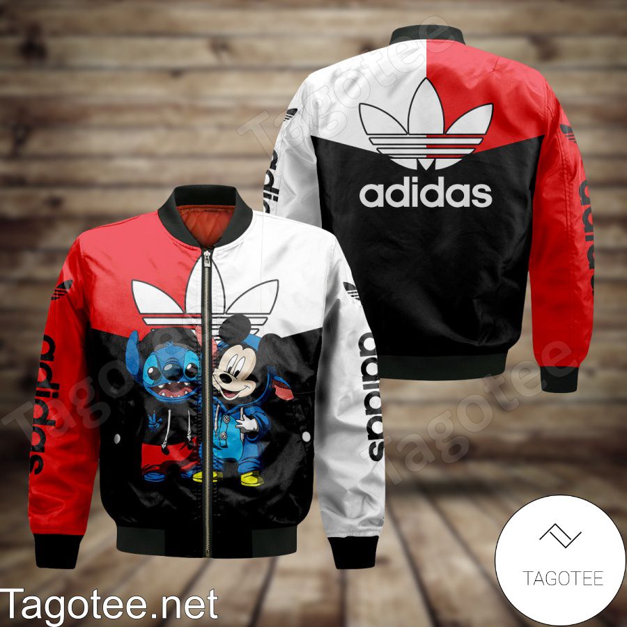 Adidas With Stitch And Mickey Mouse Bomber Jacket