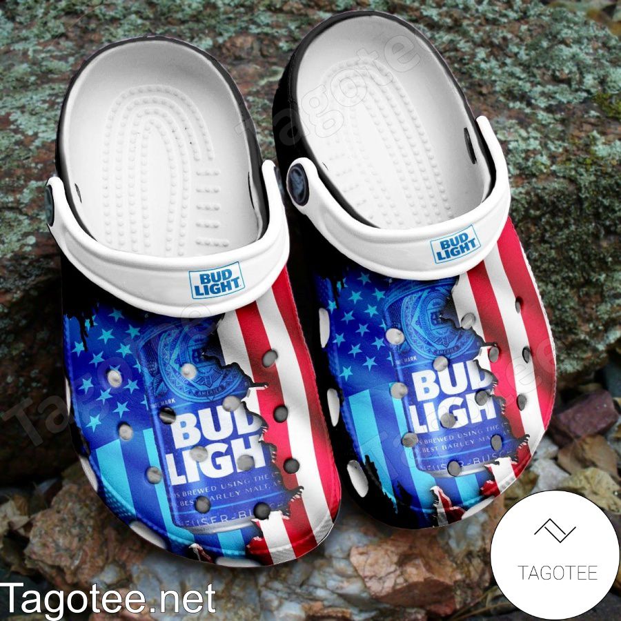 Bud Light Beer American Flag Crocs Clogs