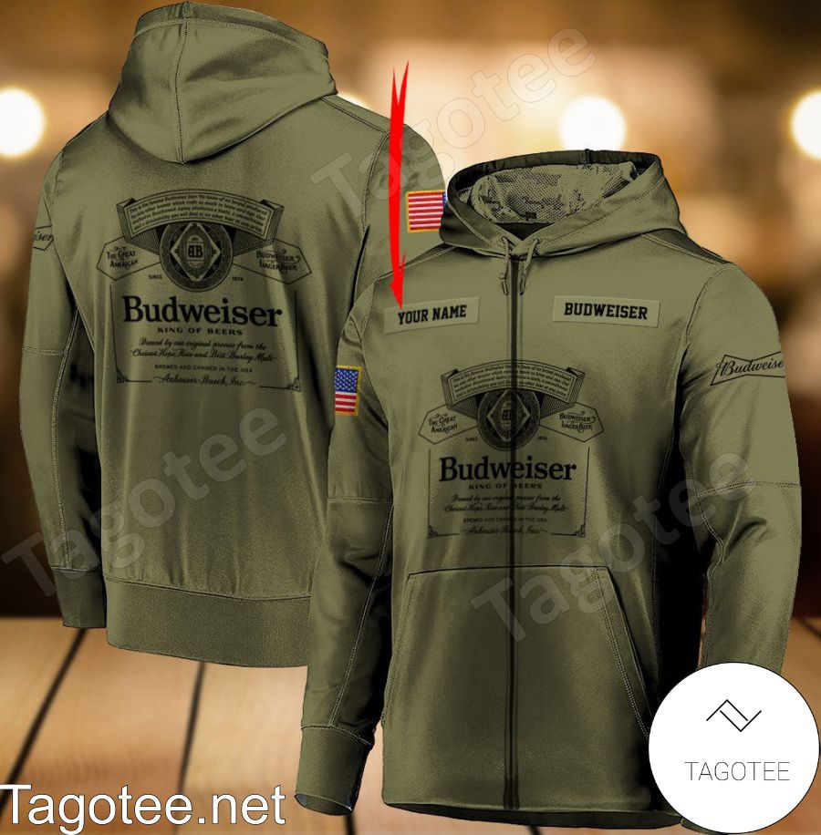 Budweiser Military Green Personalized Hoodie a