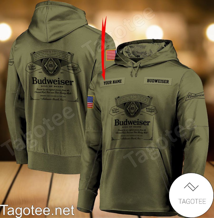 Budweiser Military Green Personalized Hoodie