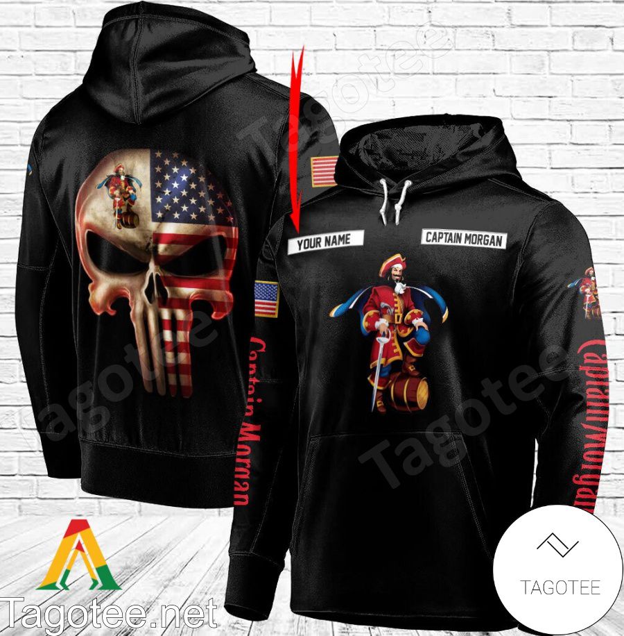 Captain Morgan Punisher Skull USA Flag Personalized Hoodie