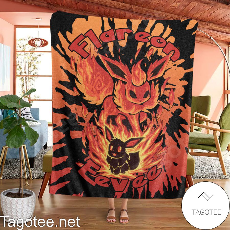 Evolve Flareon Tie Dye Face Blanket Quilt a