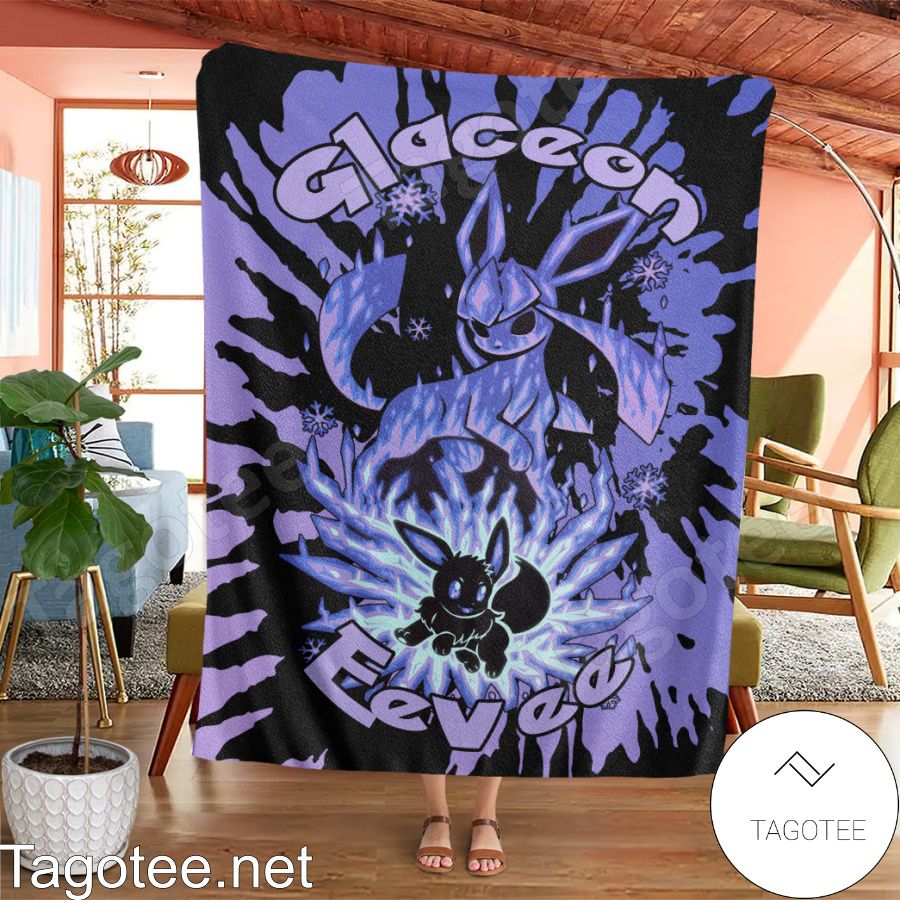 Evolve Glaceon Tie Dye Face Blanket Quilt a