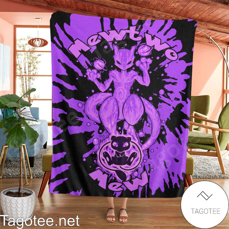 Evolve Mewtwo Tie Dye Face Blanket Quilt a
