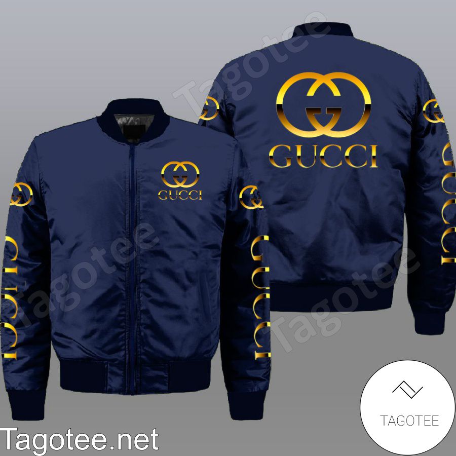 Gucci Brand Logo Navy Basic Bomber Jacket