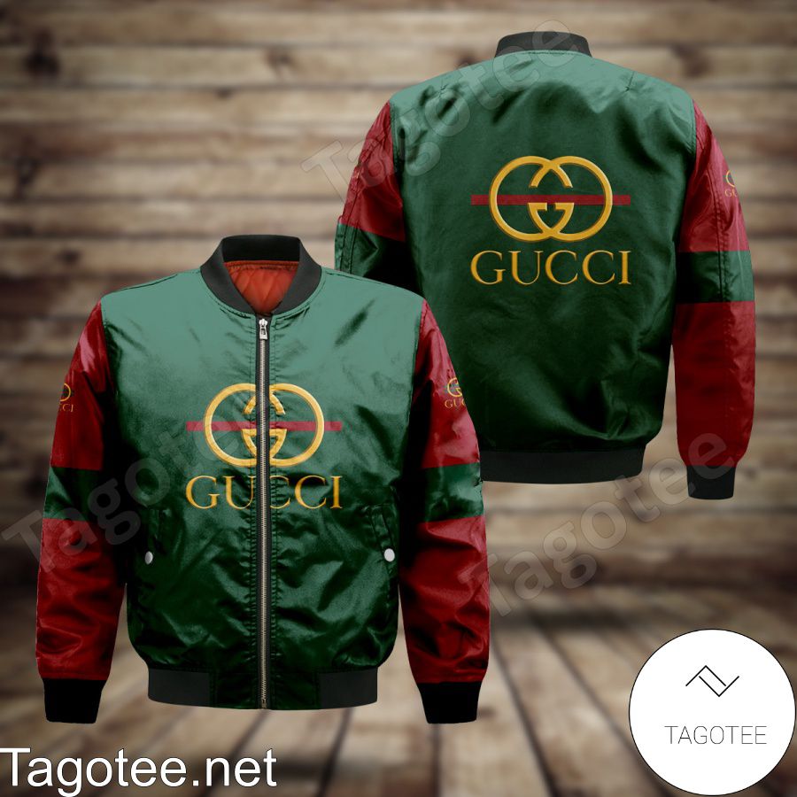 Gucci Logo Brand Green Line Basic Bomber Jacket