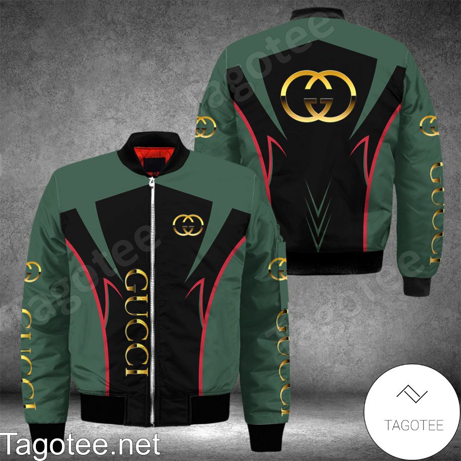Gucci Luxury Brand Green And Black Bomber Jacket