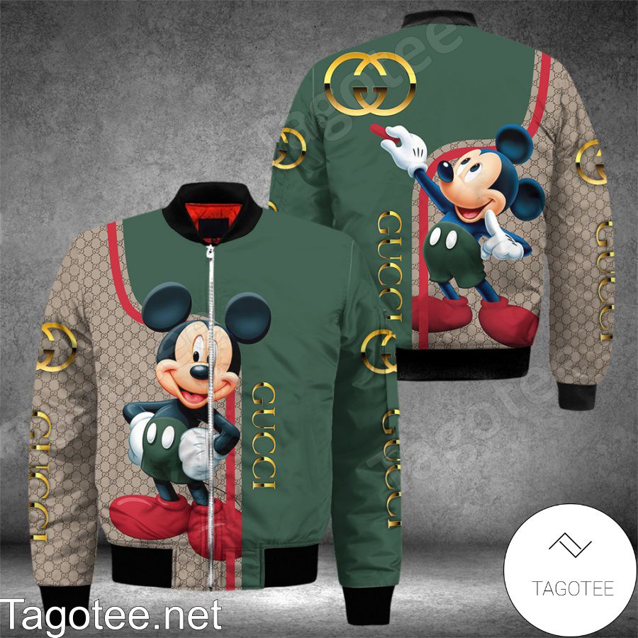 Gucci Mickey Mouse Monogram Mix Green Bomber Jacket