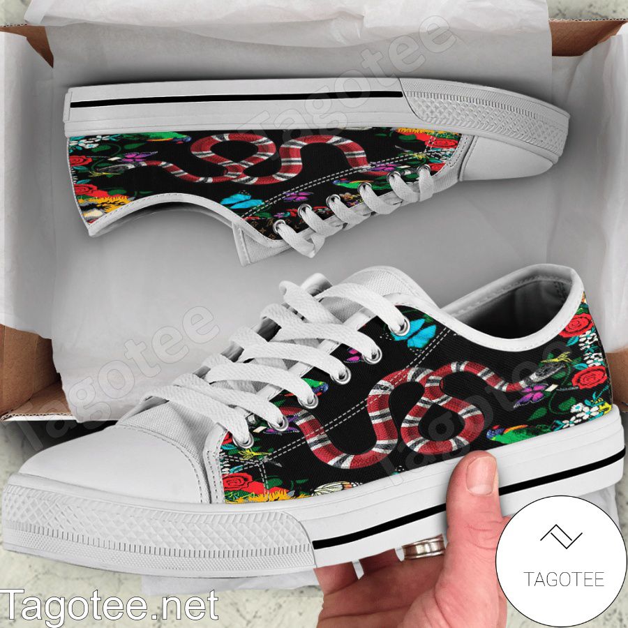 Gucci Snake And Flower Low Top Shoes
