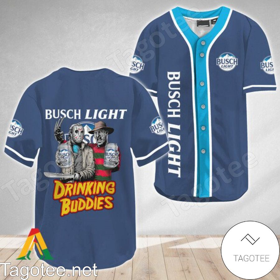 Horror Freddy And Jason Busch Light Drinking Buddies Baseball Jersey