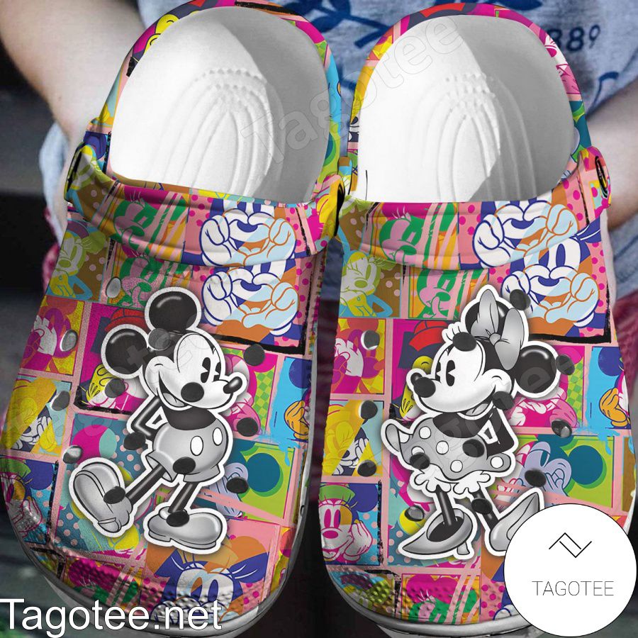 Mickey And Minnie Colorful Art Crocs Clogs