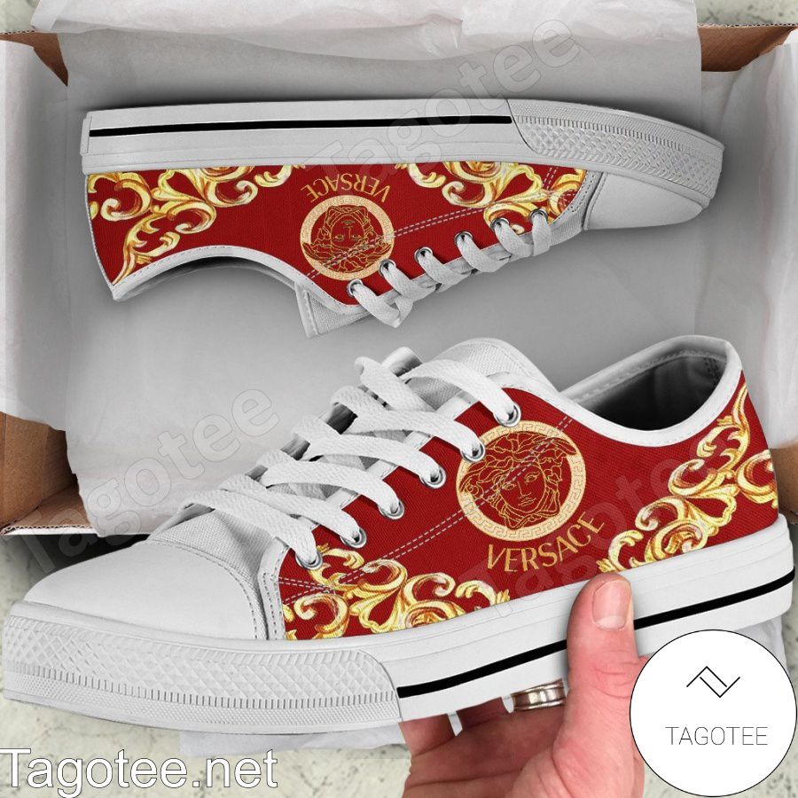 Versace Baroque Red Low Top Shoes