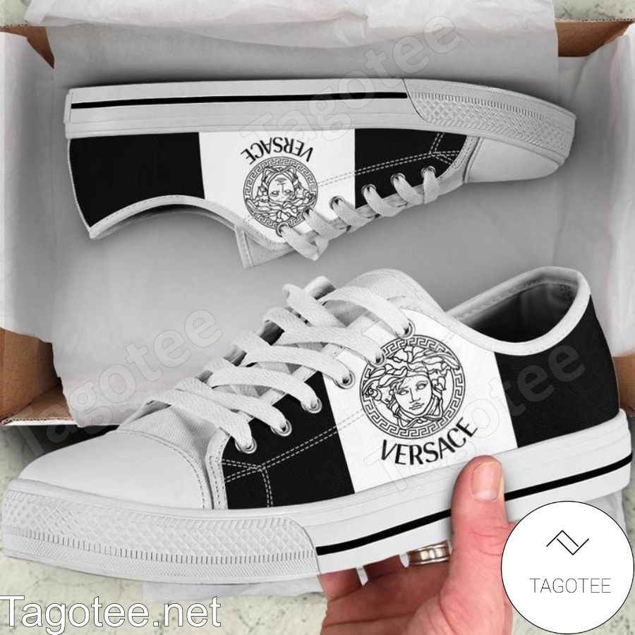 Versace Black White Low Top Shoes