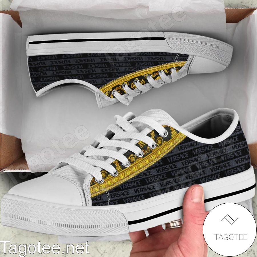 Versace Brand Name Stripes Low Top Shoes