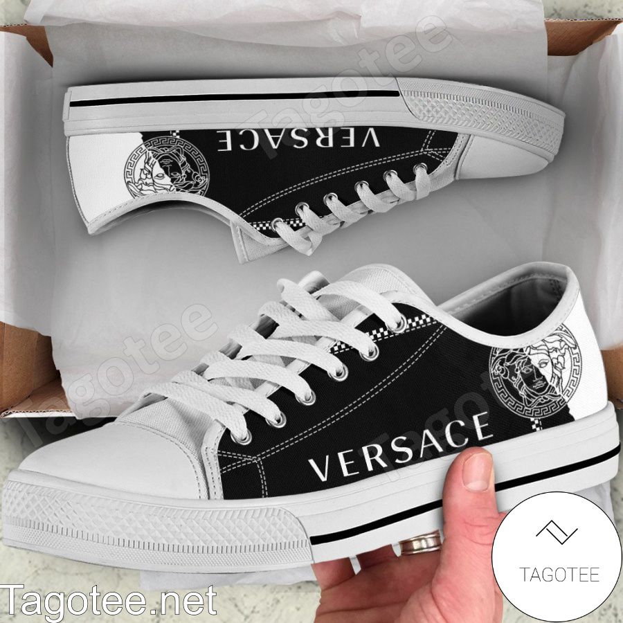Versace Medusa Logo Black And White Low Top Shoes