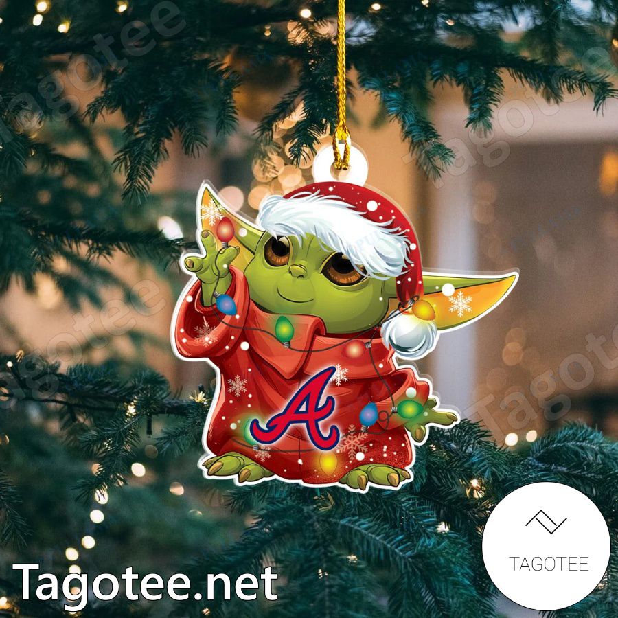 Baby Yoda Atlanta Braves Christmas Lights Ornament