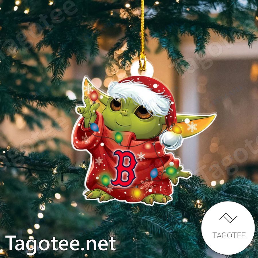 Baby Yoda Boston Red Sox Christmas Lights Ornament