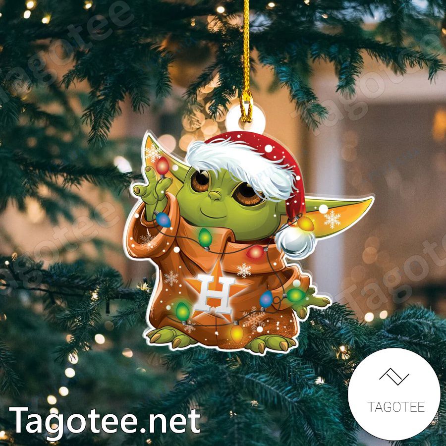 Baby Yoda Houston Astros Christmas Lights Ornament
