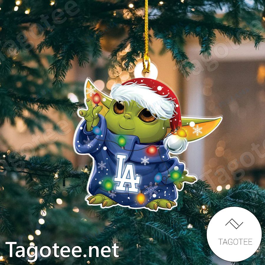 Baby Yoda Los Angeles Dodgers Christmas Lights Ornament