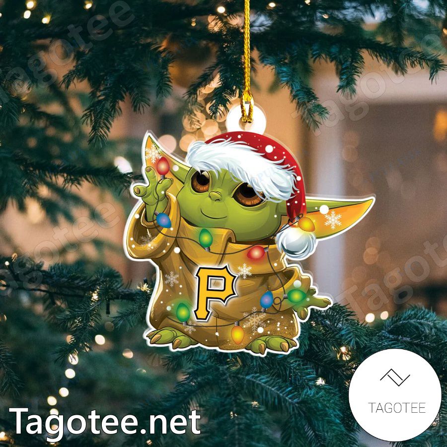 Baby Yoda Pittsburgh Pirates Christmas Lights Ornament