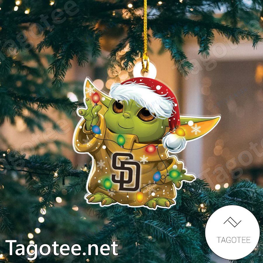 Baby Yoda San Diego Padres Christmas Lights Ornament