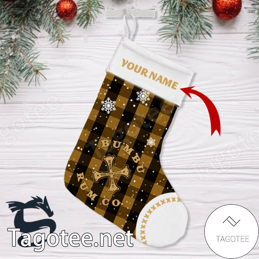 Personalised Snowy Bumbu Rum Christmas Stockings