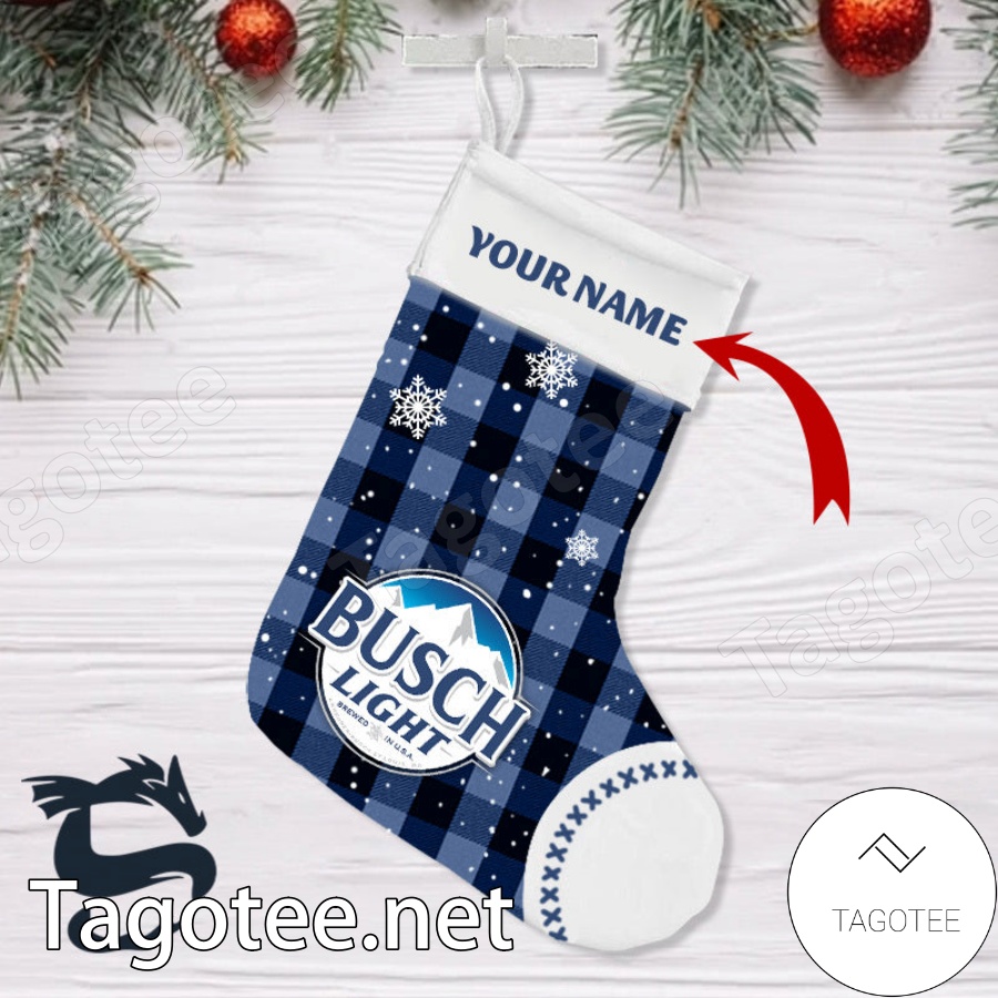 Personalised Snowy Busch Light Christmas Stockings