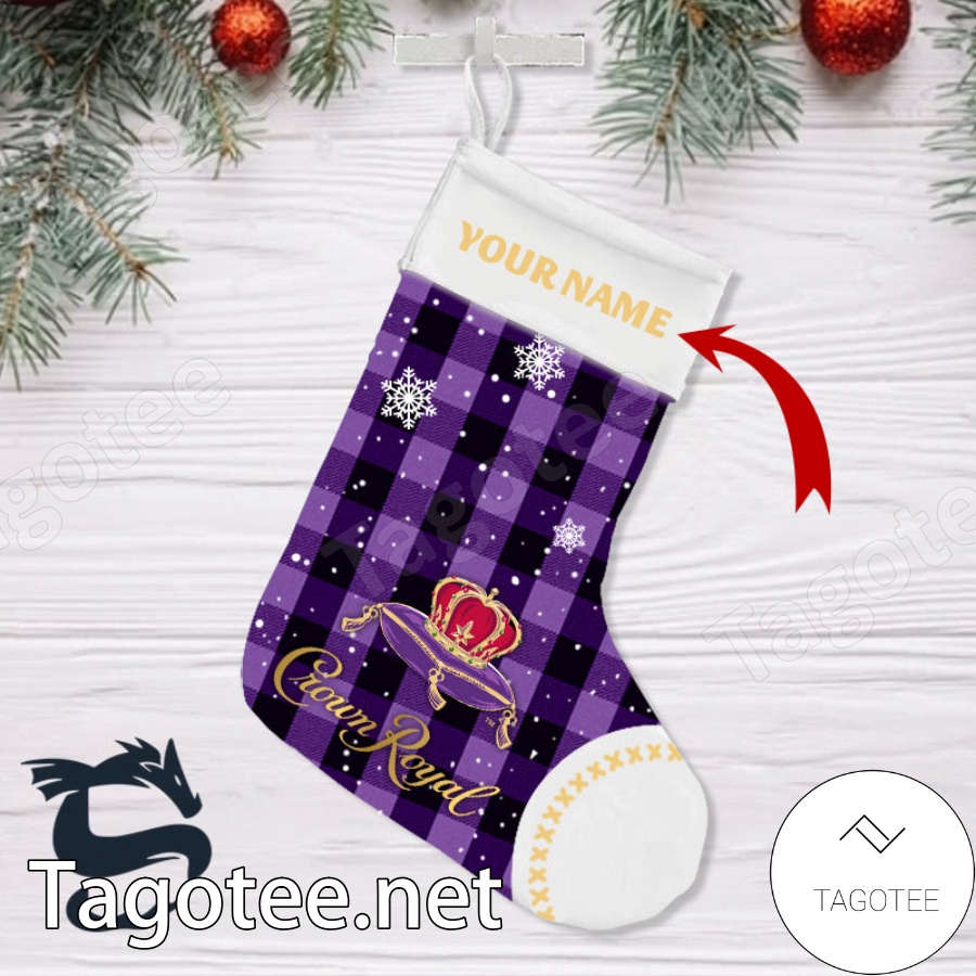 Personalised Snowy Crown Royal Whisky Christmas Stockings