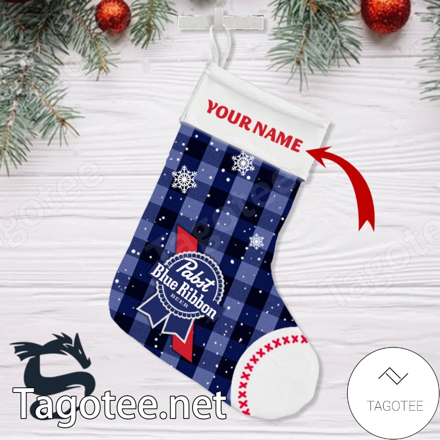 Personalised Snowy Pabst Blue Ribbon Christmas Stockings