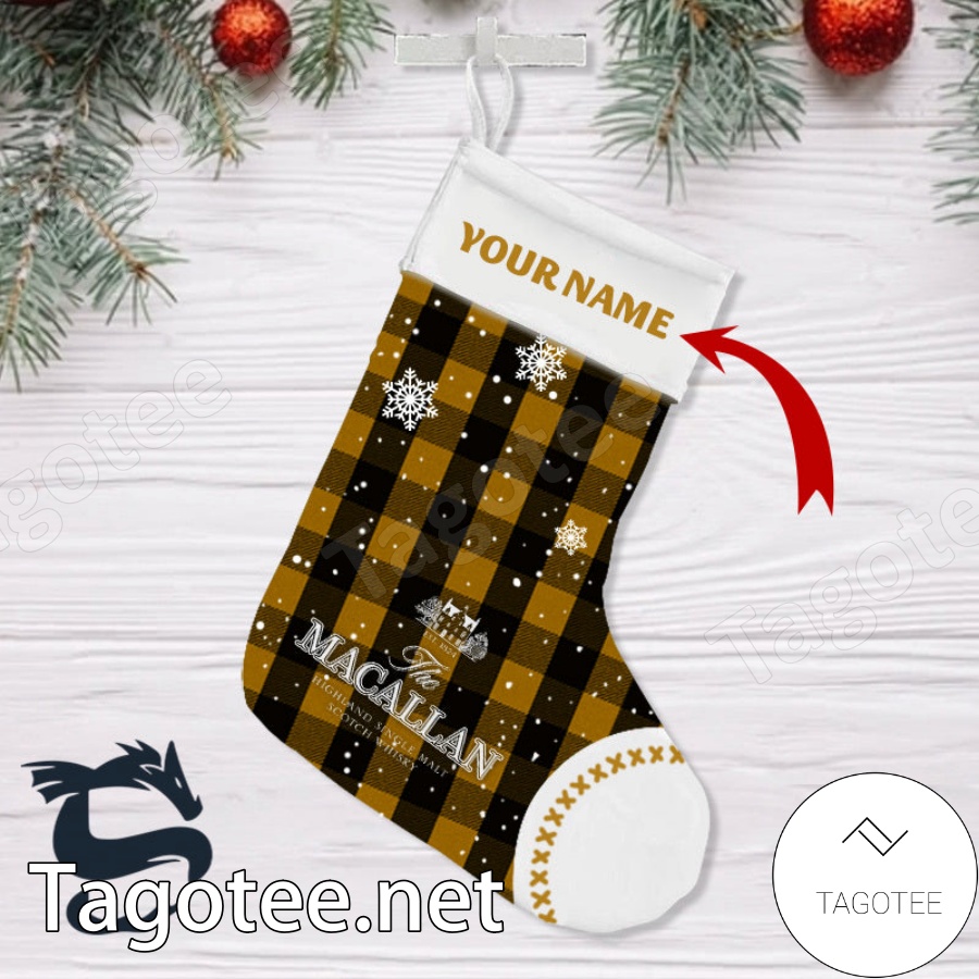 Personalised Snowy The Macallan Whiskey Christmas Stockings
