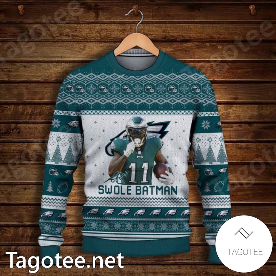 A.j. Brown Philadelphia Eagles Swole Batman Fly To Glory Ugly Christmas Sweater a