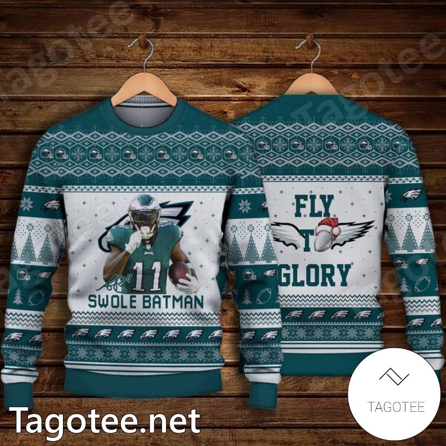 A.j. Brown Philadelphia Eagles Swole Batman Fly To Glory Ugly Christmas Sweater