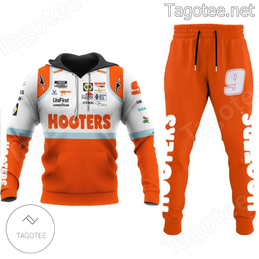 Car Racing Hooters Orange Hoodie And Pants