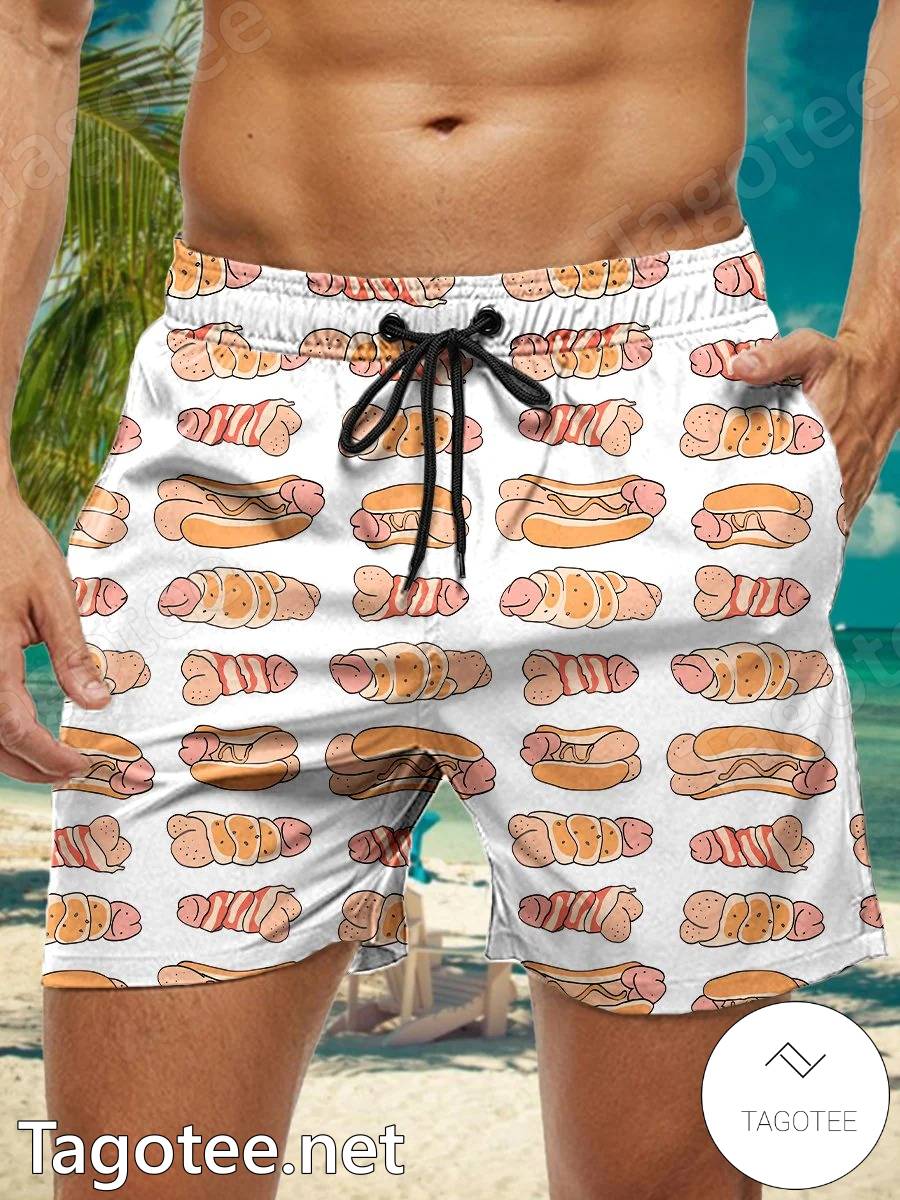 Cock Dick Hot Dog Beach Shorts