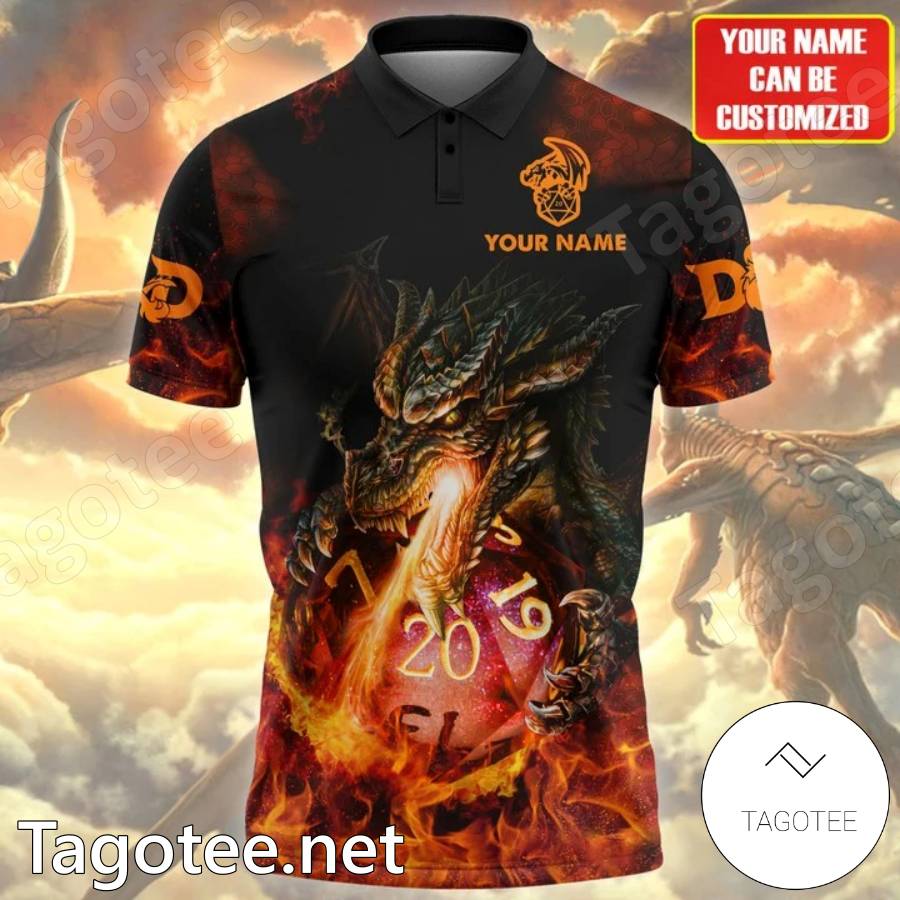 Fire Dungeon And Dragons Personalized Polo Shirt a