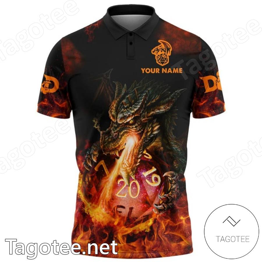 Fire Dungeon And Dragons Personalized Polo Shirt