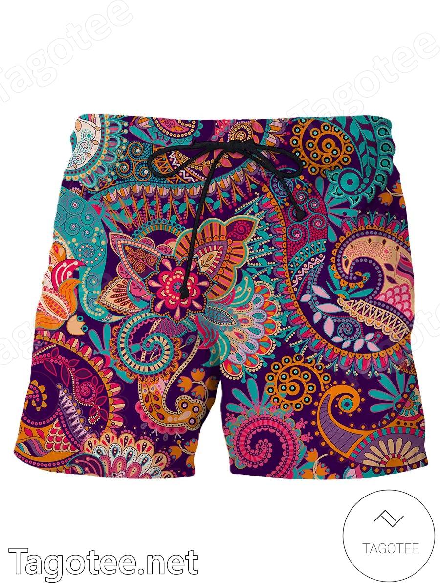 Paisley Print Beach Shorts a
