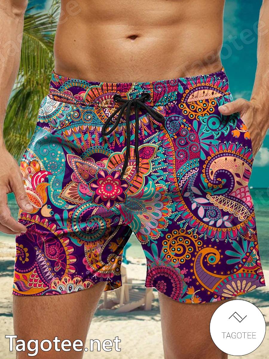 Paisley Print Beach Shorts