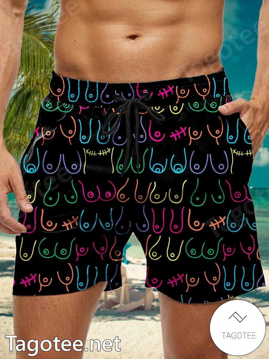 Rainbow Boobs Beach Shorts