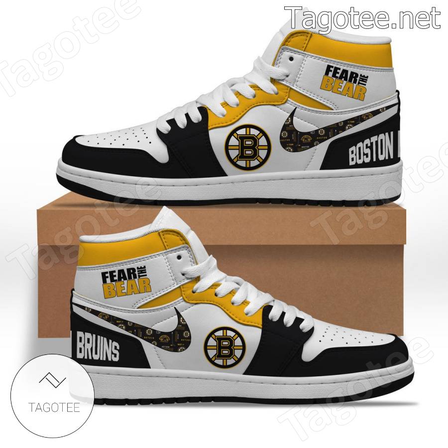 Boston Bruins Fear The Bear Air Jordan High Top Shoes a
