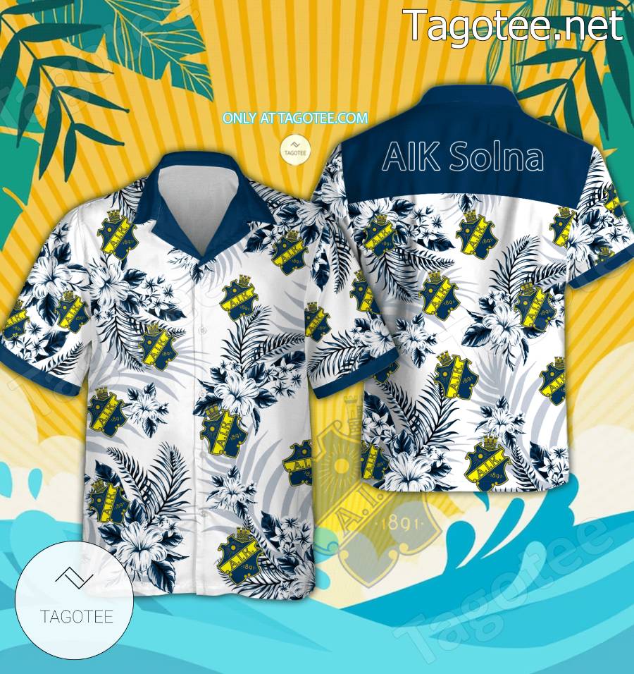 AIK Solna Logo Hawaiian Shirt And Shorts - BiShop