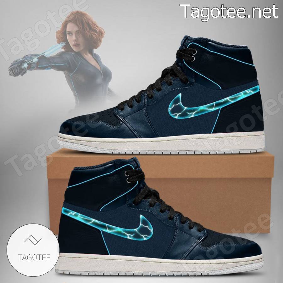 Black Widow Blue Light Up Marvel Avengers Outfit Air Jordan High Top Shoes