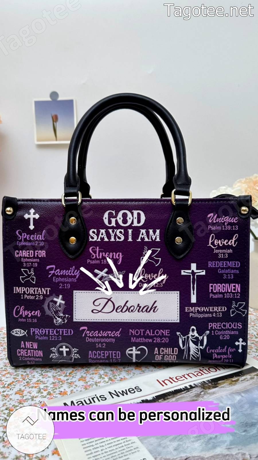 God Say I Am Purple Personalized Handbags
