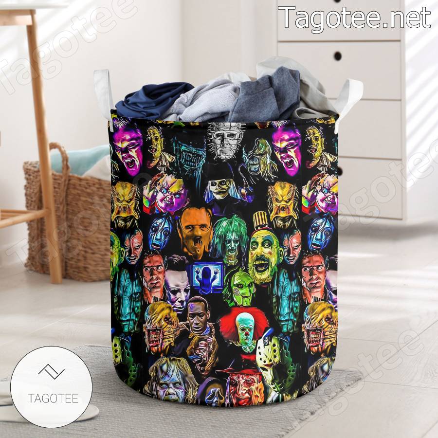 Horror-Movie Characters Face Halloween Laundry Basket a