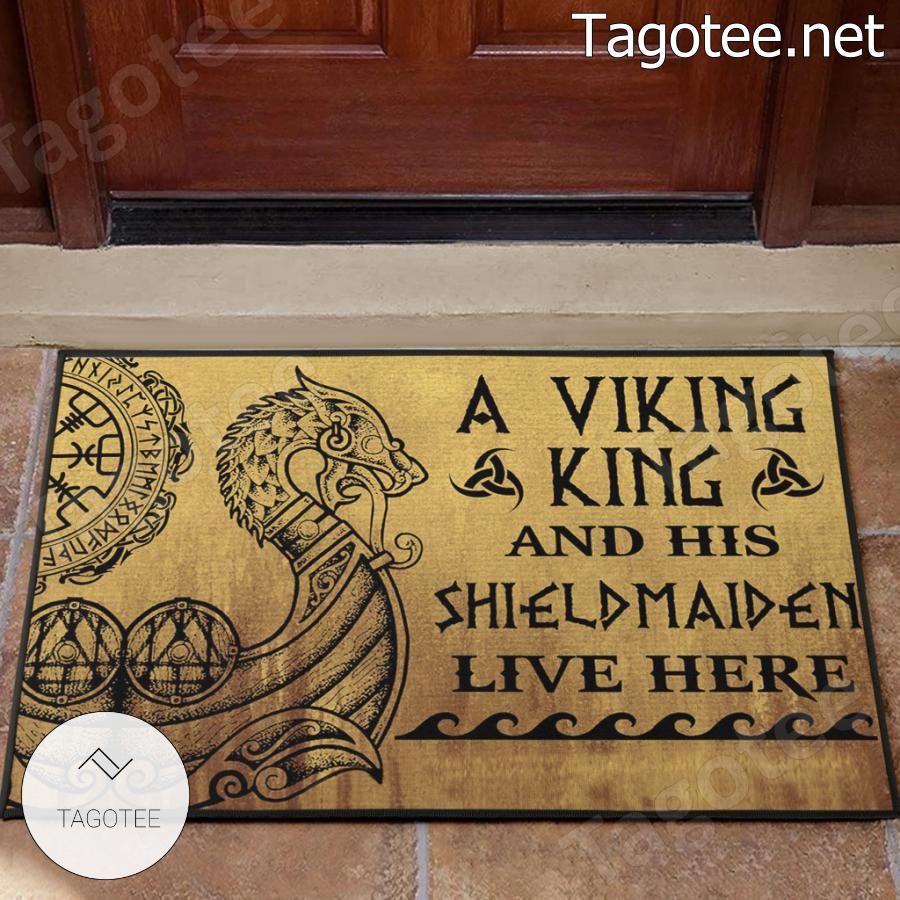 A Viking King And His Shield Maiden Live Here Doormat