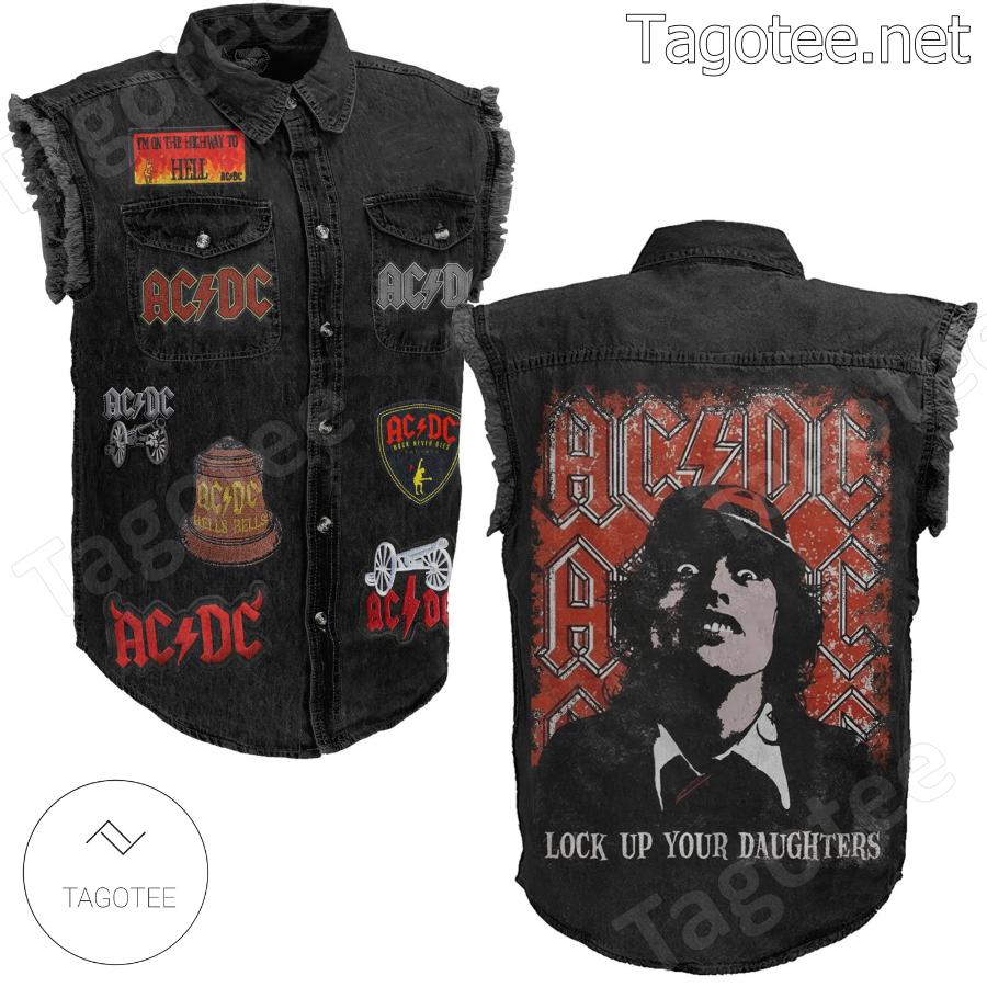 Ac Dc Lock Up Your Daughters Sleeveless Jean Jacket