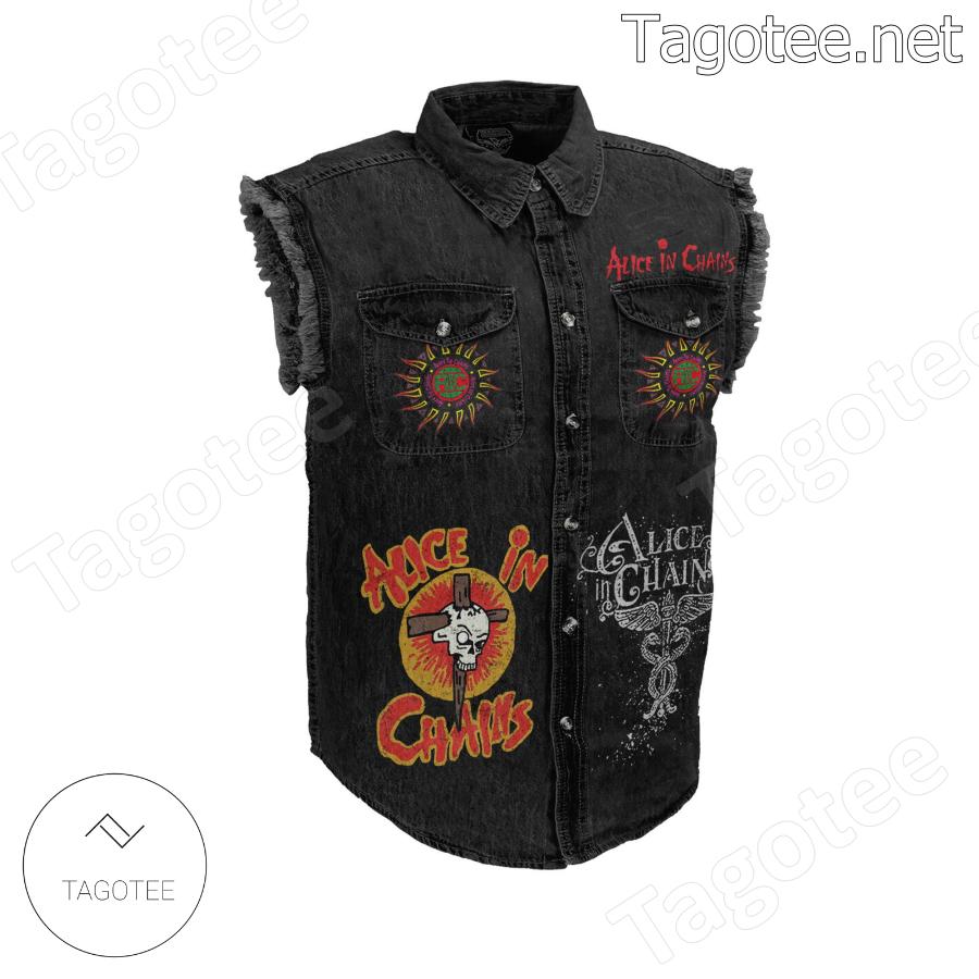 Alice In Chains And Yet I Fight This Battle All Alone Sleeveless Denim Jacket a