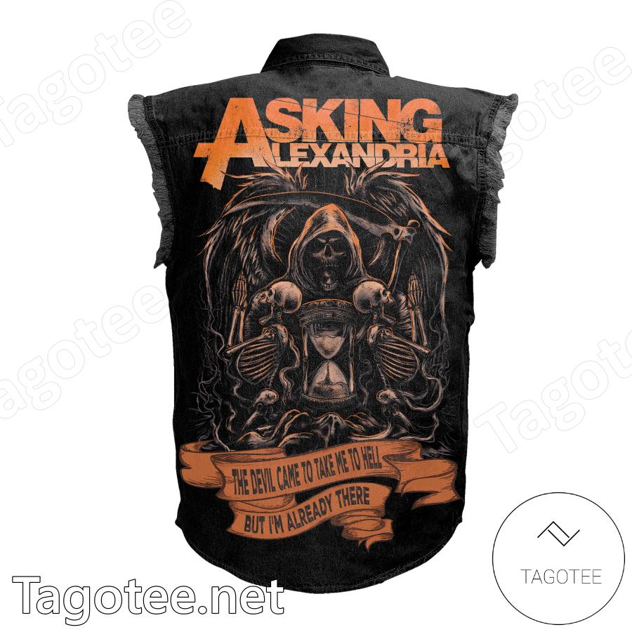 Asking Alexandria The Devil Came To Take Me To Hell Sleeveless Denim Jacket a