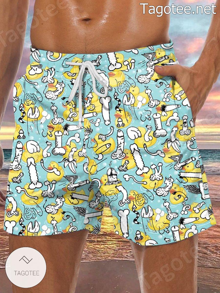Cartoon Duck And Pennis Beach Shorts